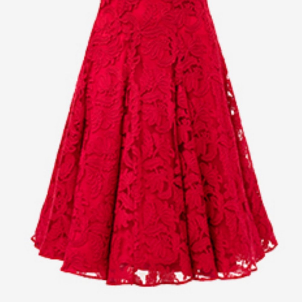 Carolina Herrera Red Lace Dress - Size 8 NWT - Picture 5 of 16